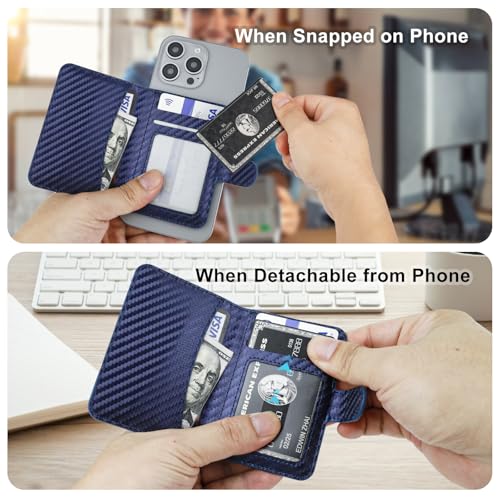 Bocasal for MagSafe Card Wallet for iPhone, Carbon Fiber Blue - color: Carbon Fiber Blue