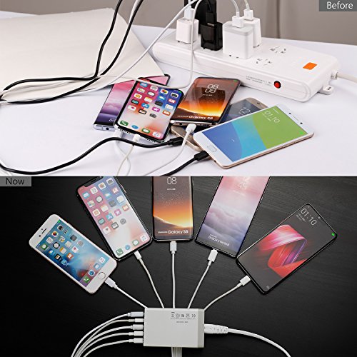 Desktop 5 Port USB Wall Charger 40W 8A, USB Hub Charging Station - color: Power Charger (5Port Hub)