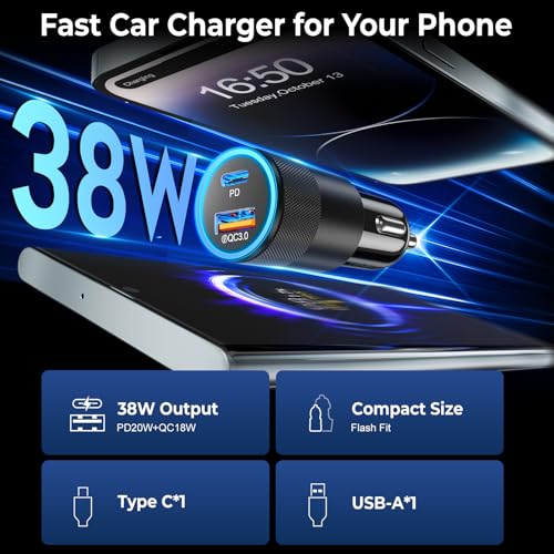 Car Charger USB C 3-Pack, Ancekoy 38W Dual Port Car Charger Adapter - color: Black, size: 3-Pack