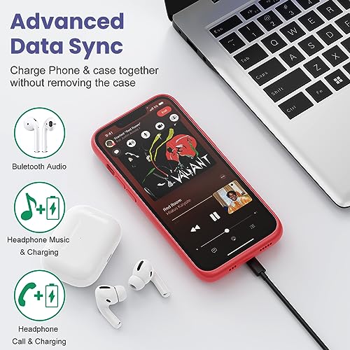 Battery Case for iPhone 13/13Pro/14,7500mah Ultra-Slim Protective Charging Case, Portable Rechargeable Expandable Battery Charger Cover Compatible with iPhone 13/13Pro/14 (6.1 Inch)-Red - color: Red
