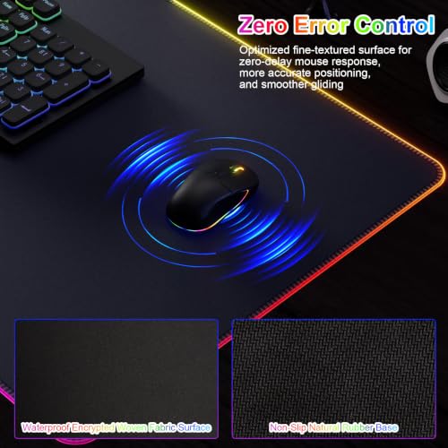 HAUTOCO Wireless Charging Mouse Pad, RGB Large Gaming Desk Mat - color: Black-31.5"x15.75"