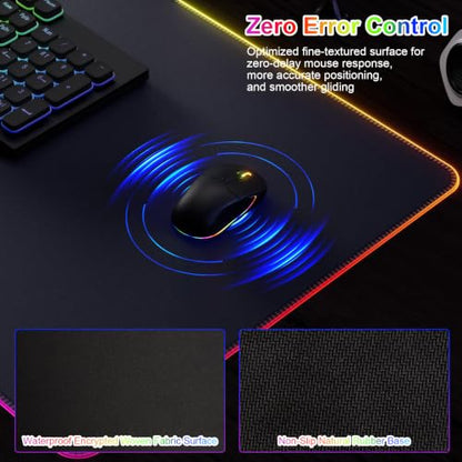 HAUTOCO Wireless Charging Mouse Pad, RGB Large Gaming Desk Mat - color: Black-31.5"x15.75"