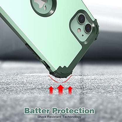IDweel for iPhone 11 Case with Tempered Glass Screen Protector,Hybrid 3 in 1 Shockproof Heavy Duty Protection Hard PC Cover Soft Silicone Bumper Full Body Case, Mint Green - color: Mint Green