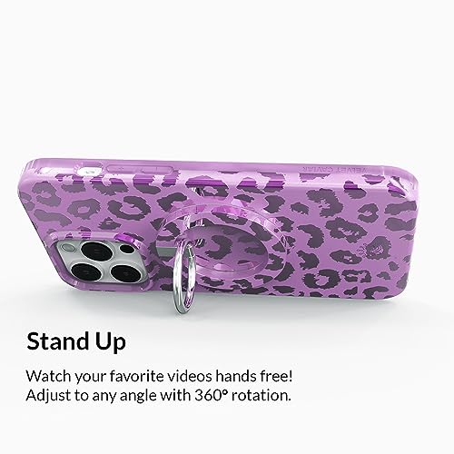 VELVET CAVIAR Compatible with MagSafe Phone Grip - Magnetic Ring Holder with Adjustable Stand - Removable MagSafe Accessories for iPhone 16, 15, 14, 13, 12 (Amethyst Purple Leopard) - color: Amethyst Purple Leopard
