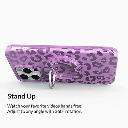 VELVET CAVIAR Compatible with MagSafe Phone Grip - Magnetic Ring Holder with Adjustable Stand - Removable MagSafe Accessories for iPhone 16, 15, 14, 13, 12 (Amethyst Purple Leopard) - color: Amethyst Purple Leopard