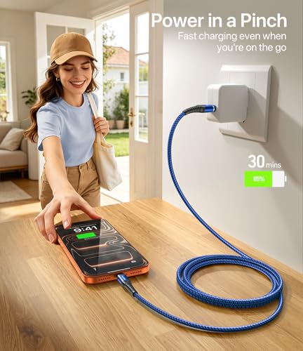 USB to USB C Cable Fast Charging 3FT, 2Pack USBA to USBC Cable for CarPlay - color: Blue, size: 3FT, style: 60W USB A to USB C