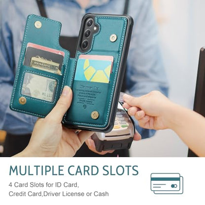 Kowauri for Samsung Galaxy S23 FE Case, PU Leather Wallet Case for Women Men with RFID Blocking Card Holder Slot Magnetic Closure Shockproof Protective Phone Cover for Samsung Galaxy S23 FE,Teal - color: Teal