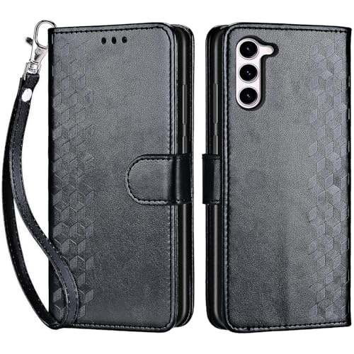 for Samsung Galaxy S23 Wallet case, Black-Cube | 3 Card Holders, Kickstand, Shockproof TPU Shell, PU Leather, Magnetic Closure, Protective Flip Folio Cover, Women - color: 4