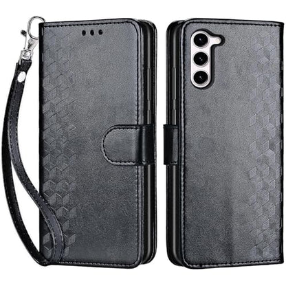 for Samsung Galaxy S23 Wallet case, Black-Cube | 3 Card Holders, Kickstand, Shockproof TPU Shell, PU Leather, Magnetic Closure, Protective Flip Folio Cover, Women - color: 4