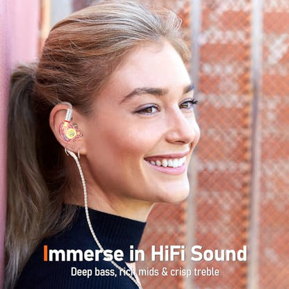 Audiovance Vibes 202ML HiFi Wired Earbuds for iPhone 14/13/12/11/X, Pro Max - color: 4-Pink