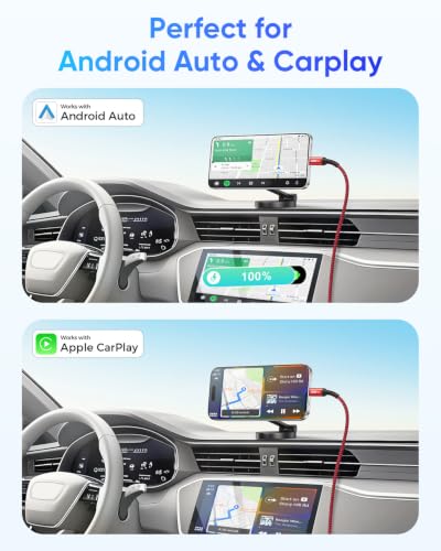 SUNGUY 10Gbps Android Auto USB C Cable, 1.5FT 3A USB 3.1 Gen 2 Fast Charging & Data Transfer USB C CarPlay Cable, Compatible with iPhone 17/16/15 Pro Max, Galaxy S22 S21 Note 20, Pixel 6 5 (Red) - color: Red, size: 1.5ft