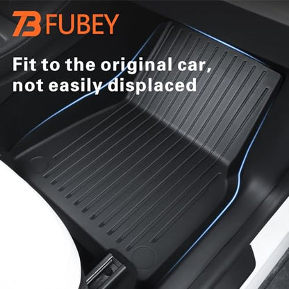 Floor Mats and Cargo Liners for 2017-2023 Tesla Model 3, 6 PCS Model 3 Accseeories Entire Set with Dual-Layer Trunk Liner & Frunk Mat, Precision Custom All-Weather TPE Waterproof - style: Model 3 2017-2023 6PCS