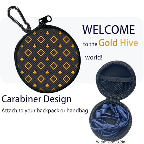 Teens Wired Earbuds with Case, 3.5mm Headphones for School, Gold Hive - color: Gold Hive