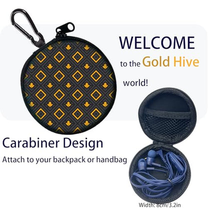 Teens Wired Earbuds with Case, 3.5mm Headphones for School, Gold Hive - color: Gold Hive