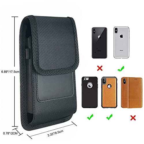 Cell Phone Holsters for iPhone 17 16 15 14 13 12 11 pro max,XR, X, Xs Max,15 Plus,Samsung S24 S23 S22 Note20 Ultra, Nylon Cell Phone Pouch fit with Otterbox Case on (not fit Defender Series) - size: L(5.5"-6.9")