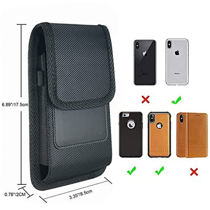Cell Phone Holsters for iPhone 17 16 15 14 13 12 11 pro max,XR, X, Xs Max,15 Plus,Samsung S24 S23 S22 Note20 Ultra, Nylon Cell Phone Pouch fit with Otterbox Case on (not fit Defender Series) - size: L(5.5"-6.9")