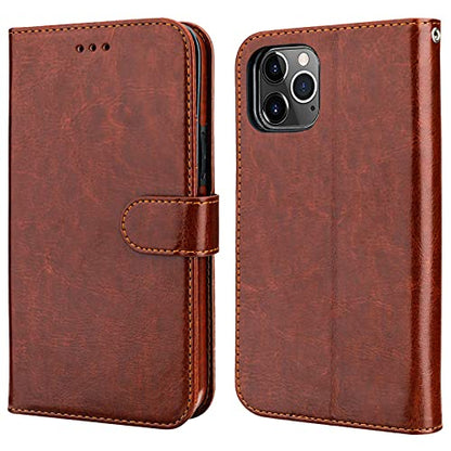 Bocasal Detachable Wallet Case Card Holder for iPhone 12/12 Pro, Brown | Kickstand Card Slots Holder PU Leather Magnetic Shockproof Wrist Strap Removable Flip Protective Cover 6.1 inch - color: Brown