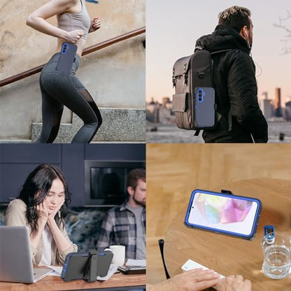 Compatible with Samsung Galaxy A35 Case, with Belt Clip Holster Heavy Duty Rugged Shockproof Full Body Protection Kickstand Cover for Samsung Galaxy A35 Phone (Navy Blue) - color: Navy Blue