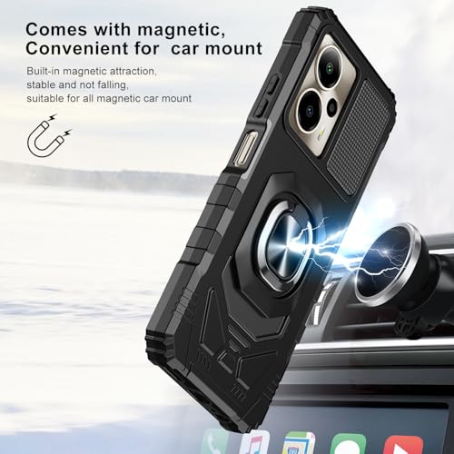 Phone Case for Cricket Outlast 5G/ATT Motivate Pro 5G with Screen Protector | AT&T Motivate Pro 5G Phone Case Magnetic Ring Stand Design,Dual Layer Shockproof Military Grade Protection Black