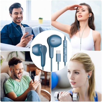 USB C Headphones Wired for iPhone 17 Air 16 15 18 Pro Max Duo Plus, Blue - color: LakeBlue