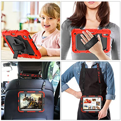 SEYMAC stock Case for iPad mini 7 (A17 Pro) 2024/ Mini 6 8.3'' with Screen Protector Pencil Holder [360 Rotating Hand Strap] &Stand, Drop-Proof Case for iPad mini 7th/6th Generation 8.3", Black+Red - color: Black+Red