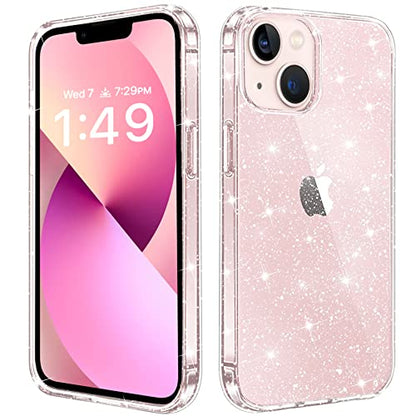 JJGoo Compatible with iPhone 13 Case, Clear Glitter Soft TPU Shockproof Protective Bumper Cover, Sparkle Bling Sparkly Cute Slim Women Girls Phone Case for iPhone 13, 6.1inch - color: Clear Glitter