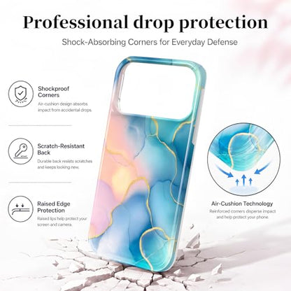 Case Compatible with iPhone 17 Pro Max, 2025 Anti-Yellow Ultra Transparent Soft TPU Phone Case, Shockproof Anti-Slip Slim Lightweight Full Coverage Protective (Marble Pattern 1) - color: Marble pattern 1