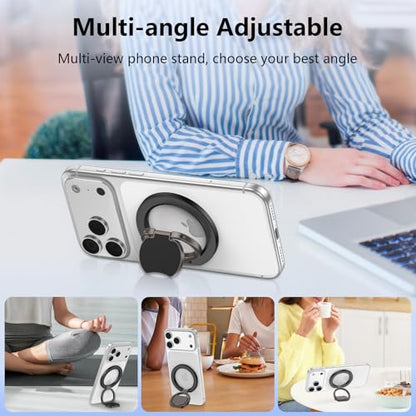 Magnetic Phone Ring Holder for MagSafe Dual-Side 360° Rotation Strong Magnet Finger Cell Phone Ring Grip Stand MagSafe Kickstand for iPhone 17 Pro Max/17 Pro/17/16/15/14/13/12,Samsung,Android,iPad