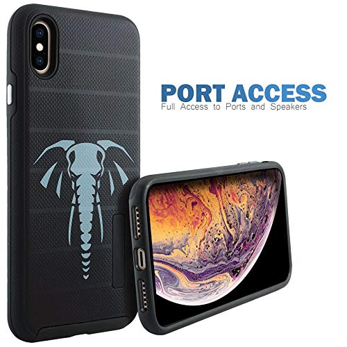 CasesOnDeck Case Compatible with [Apple iPhone X | iPhone Xs][Grip Tactical] iPhone Xs Hybrid Bump and Drop Protection Case Slim Fit Dual Layer Cover (Elephant) - color: Elephant