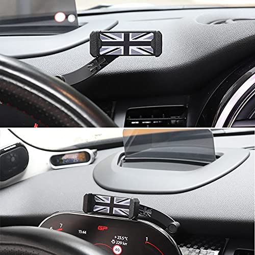 Union Jack Gray/Black Rotatable Smart Phone Holder Clip Fold Mount Bracket for Mini Cooper 3rd Gen (F54 F55 F56 F57 F60 2020-2023, Only LCD Speedometer)