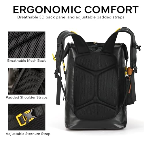 30L Waterproof Dry Bag Backpack, Dry bags waterproof for Men Women, Outdoor Lovers for Kayaking, Boating, Hiking, Camping, Rafting, Fishing & Travel Adventures - color: Black