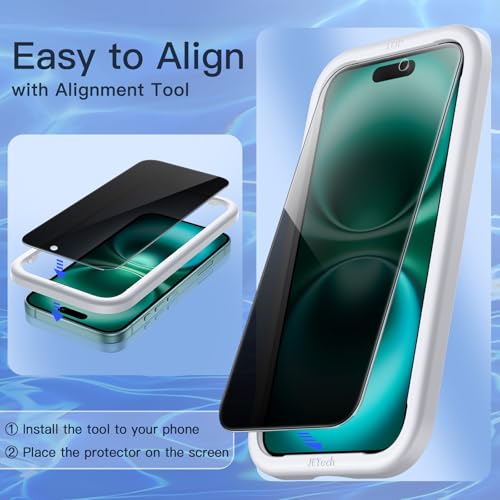 JETech Privacy Screen Protector for iPhone 16 Plus, 2-Pack - size: iPhone 16 Plus