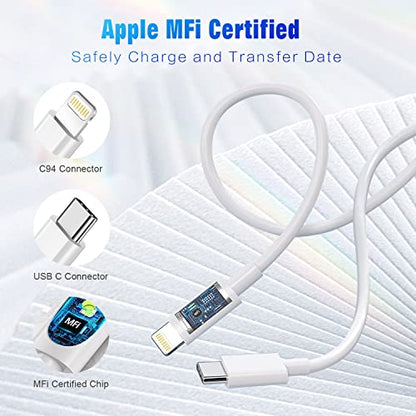 USB C to Lightning Cable [Apple MFi Certified] 2Pack 10FT - size: 10FT