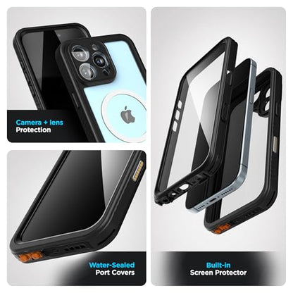 Encased Waterproof Belt Case for iPhone 16 Pro Max with Camera Control Button [Military Grade] IP-68 Full-Body Cover and Holster Clip, (Compatible with MagSafe) - size: iPhone 16 Pro Max