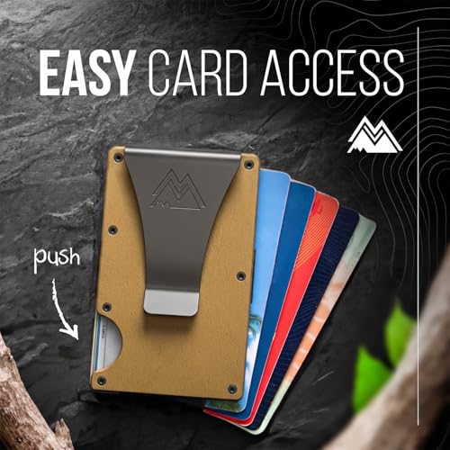 Mountain Voyage Minimalist Wallet for Men - Slim RFID Wallet, Scratch Resistant, Credit Card Holder & Money Clip, Easily Removable Money & Cards (Khaki Leather) - color: Khaki Leather