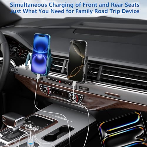 KYOHAYA 2Pack 90W USB C Car Charger, 4-Port Dual USB-C & USB-A Car Charger - color: Polished Silver