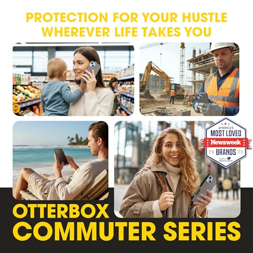 OtterBox iPhone 17e, 16e, 15, 14, 13 Commuter Series Case - Grey & Black | 3X Military Drop Protection - Slim - Dual-Layer Shockproof Design - Pocket-Friendly - Raised Edges - Port Covers - color: Grey