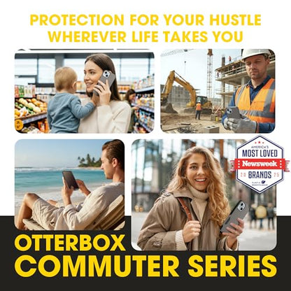 OtterBox iPhone 17e, 16e, 15, 14, 13 Commuter Series Case - Grey & Black | 3X Military Drop Protection - Slim - Dual-Layer Shockproof Design - Pocket-Friendly - Raised Edges - Port Covers - color: Grey