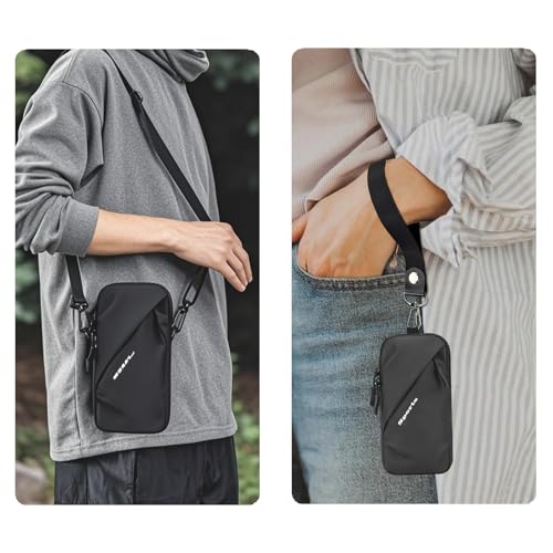 Prime Comfort Cell Phone Sleeve Pouch with Adjustable Crossbody Strap Neck Lanyard and Wrist Strap, Cell Phone Holder Around Neck, iPhone Holder for Walking for Men Women (Black) - color: Black