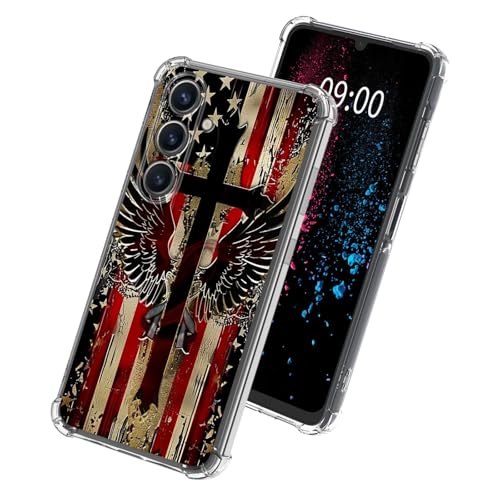 Cross with Wings Phone Case for Samsung Galaxy S24, Clear Soft TPU Case with Shockproof Corners Slim Transparent Protective Cover for Galaxy S24 - color: Cross with Wings, size: 6.2" Galaxy S24