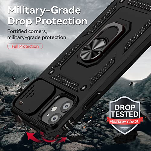 for iPhone 11 Case,with Screen Protectors and Camera Cover,[Military Grade] 16ft.Drop Tested Cover with Magnetic Kickstand Protective Case for iPhone 11 6.1 inch, Black - color: Black