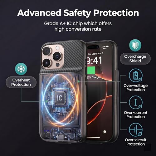 7000mAh Travel Battery Case for iPhone 16, 2026 New Upgrade Extra Battery Life Fast Charging External Rechargeable Portable Charging Case