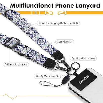 Icycay Phone Lanyard Crossbody Strap Neck Adjustable Teacher Women Boho - color: Boho Navy Blue