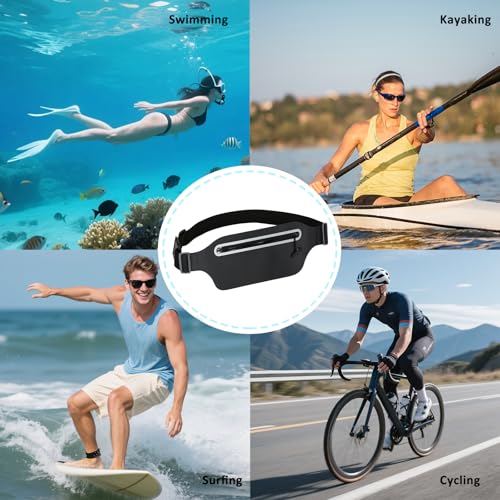 Large Waterproof Fanny Pack for Swimming Small Dry Bag Kayaking Boating Floating Snorkeling Beach Travel, Water Proof Pouch Running Belt for Phone iPhone Women Men Kids Girls Black Waist Bag - style: 01-100% Waterproof