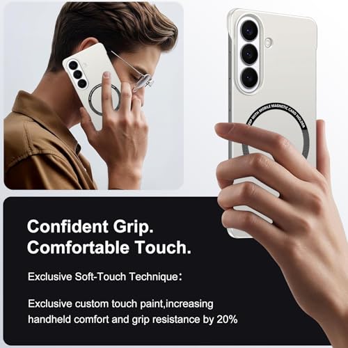 Frameless Slim Case for Samsung Galaxy S26 Plus, Silky Touch, Hard PC Matte Back, Exposed Sides Compatible with Mag-Safe, Anti-Scratch Shockproof Protective Cover for Samsung S26 Plus 5G (White) - color: White