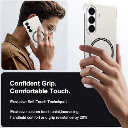 Frameless Slim Case for Samsung Galaxy S26, Silky Touch, Hard PC Matte Back, Exposed Sides Compatible with Mag-Safe, Anti-Scratch Shockproof Protective Cover for Samsung S26 5G (White) - color: White