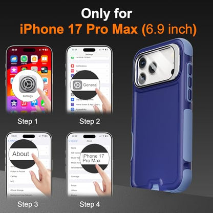 Follaroma for iPhone 17 Pro Max Case with Stand,Built-in Camera Cover,Compatible with MagSafe,Heavy Duty Shockproof Protection Phone Case,Anti-Drop,Magnetic Dual Layer Protective Cover,6.9"Blue-Purple - color: Blue-Purple, size: iPhone 17 Pro Max 6.9''