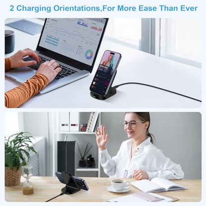Wireless Charger Fast Charging Stand for Samsung Galaxy S26 Ultra S26+ S25 Ultra S24FE Z Flip/Fold7 S23,iPhone 17 Pro Max 16Plus,Pixel10,Android Wireless Charger Station Desk Dock with Adapter