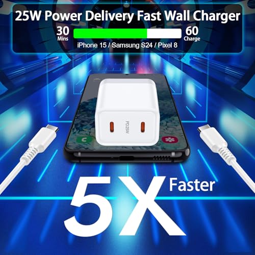 USB C Charger Block 25W Super Fast Charging for iPhone 17e 18 Pro Max 17 - color: White