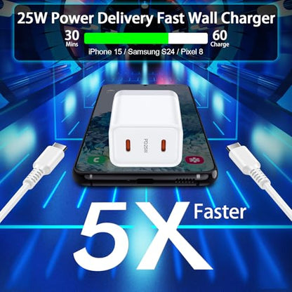 USB C Charger Block 25W Super Fast Charging for iPhone 17e 18 Pro Max 17 - color: White